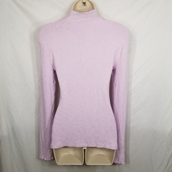New J.Crew AE780 Button Shoulder Ribbed Turtleneck Top Pullover Purple Lilac XS - Picture 6 of 6